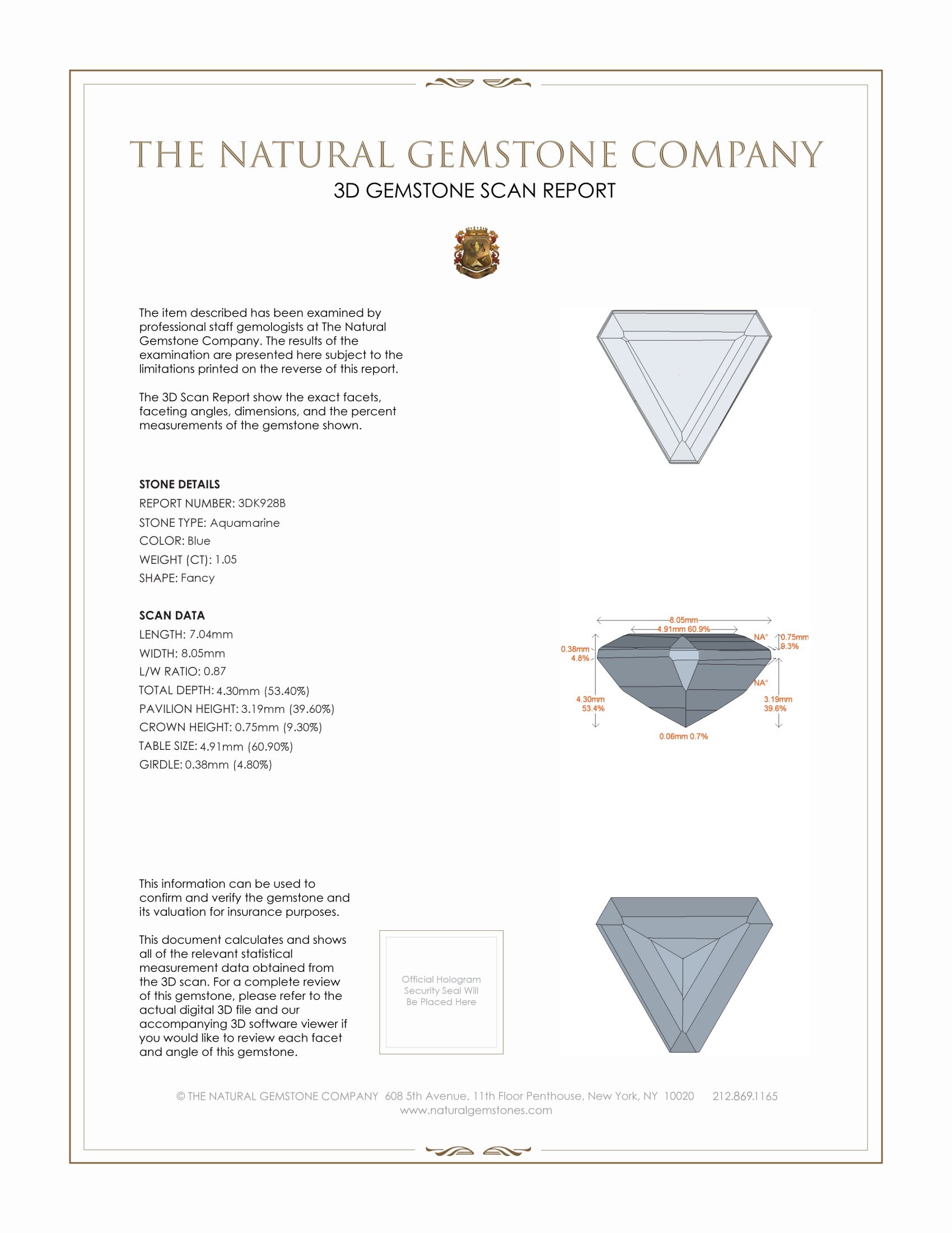 1.05 Ct. Aquamarine from Mozambique