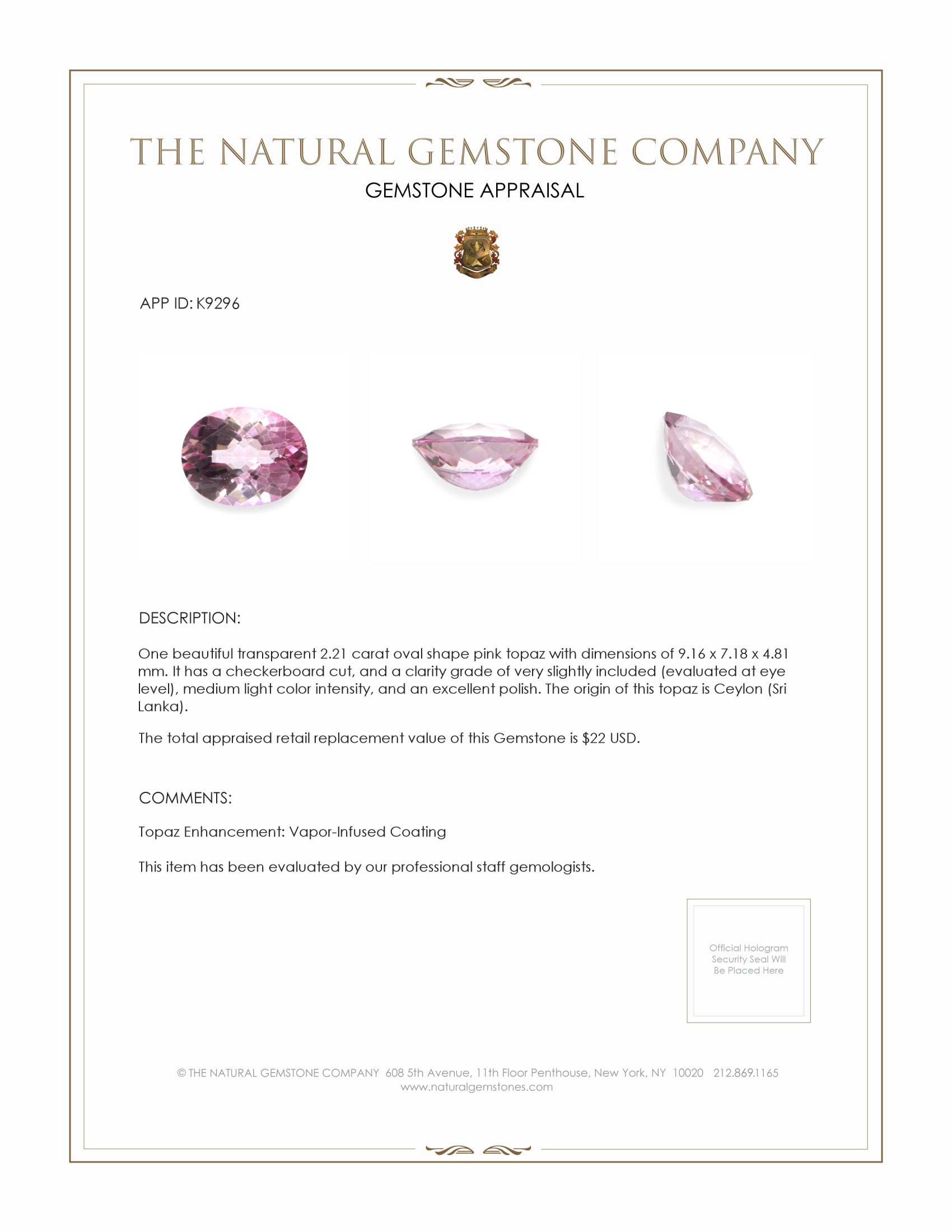 2.21 Ct. Topaz from Ceylon (Sri Lanka)