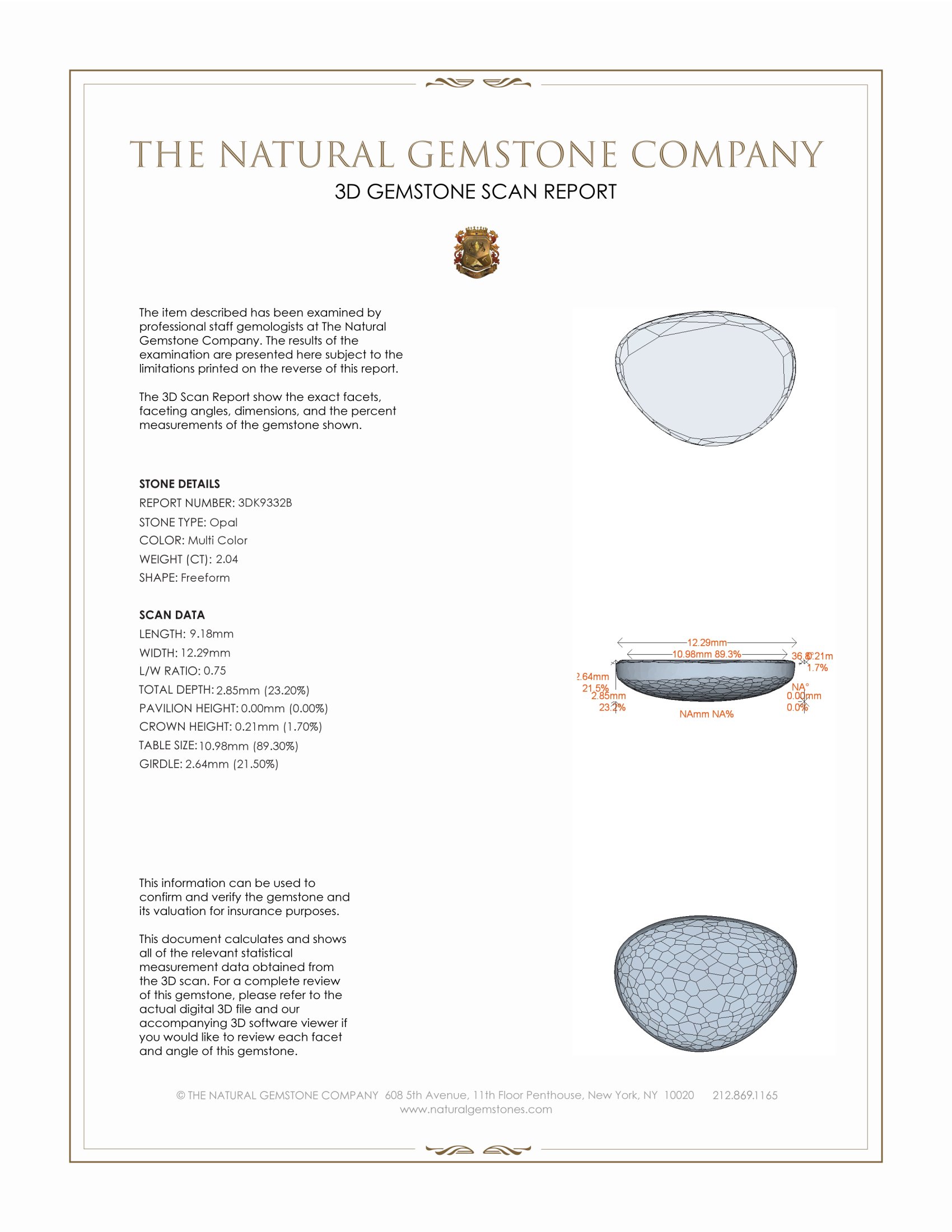 2.04 Ct. Semi-Black Opal from Australia