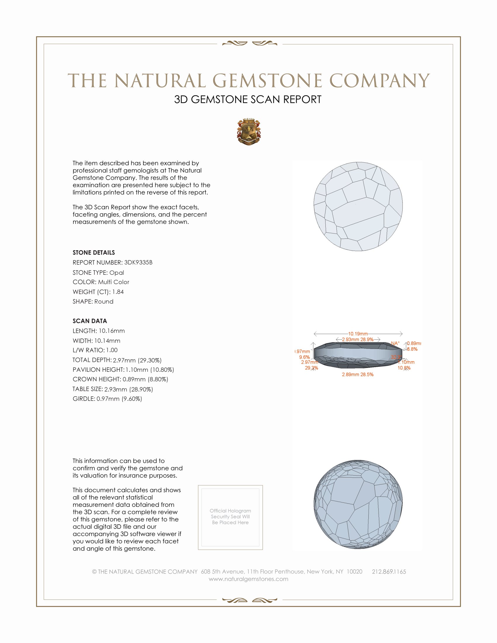 1.84 Ct. White Opal from Australia