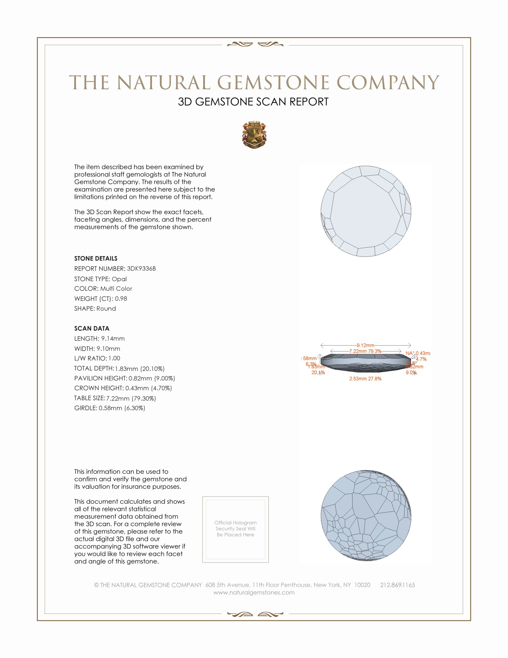 0.98 Ct. Semi-Black Opal from Australia