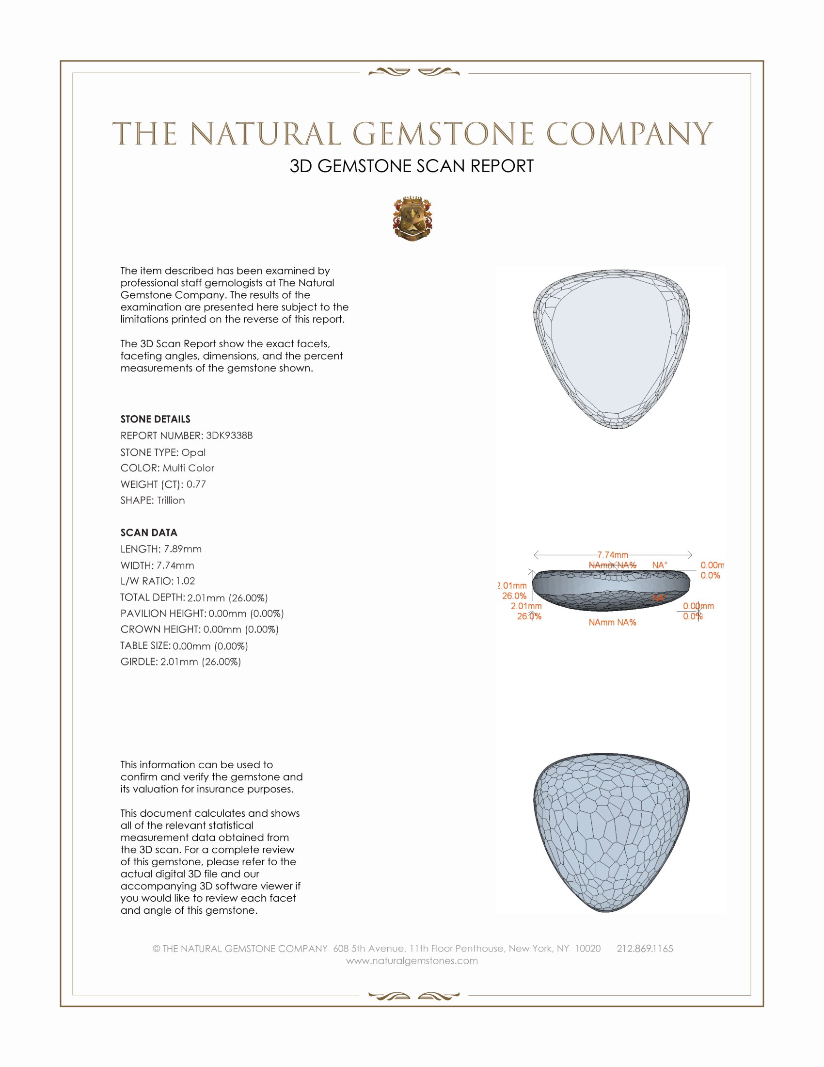 0.77 Ct. Crystal/Jelly Opal from Australia