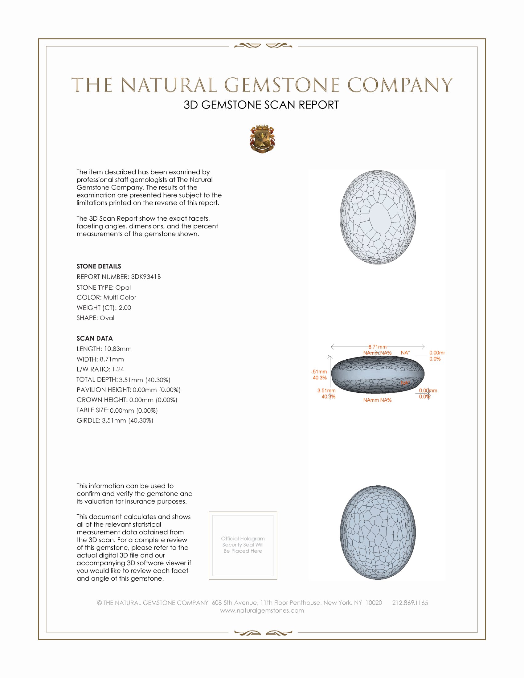 2.00 Ct. Semi-Black Opal from Australia