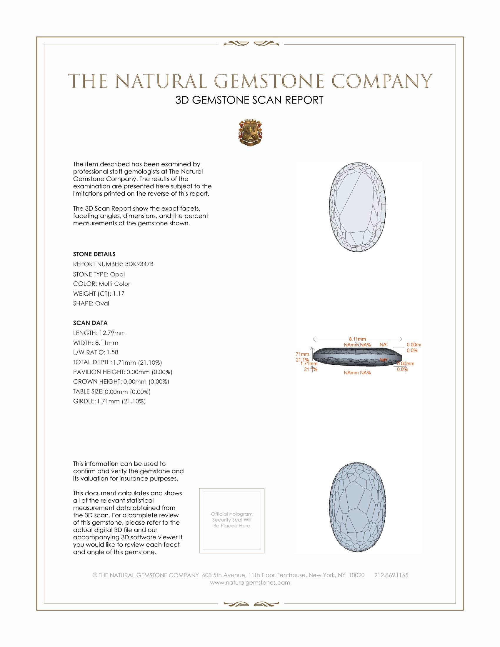 1.17 Ct. White Opal from Australia