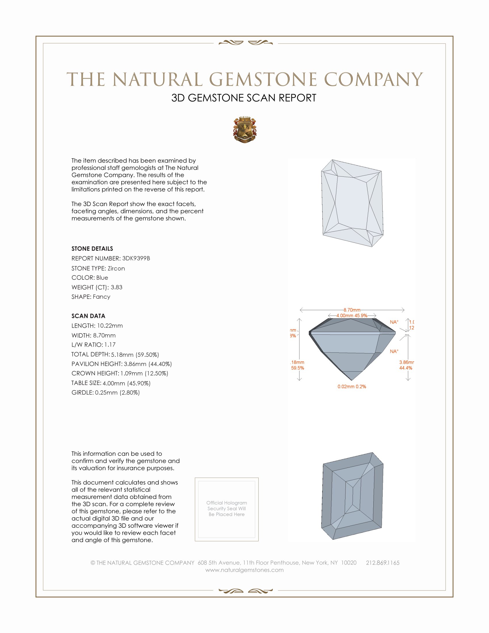 3.83 Ct. Zircon from Malawi