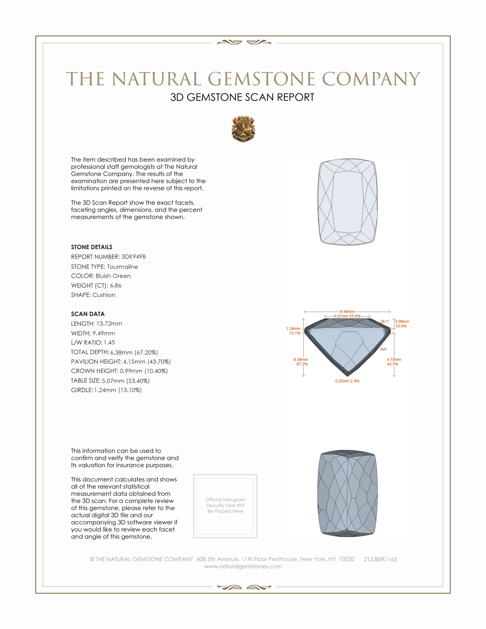 6.86 Ct. Tourmaline from Brazil