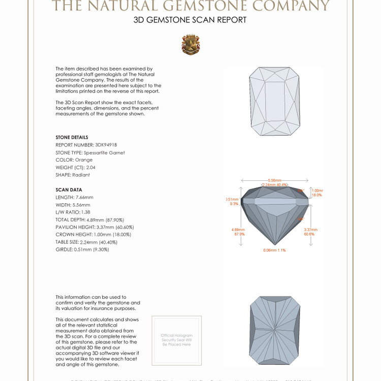 2.04 Ct. Spessartite Garnet from Nigeria