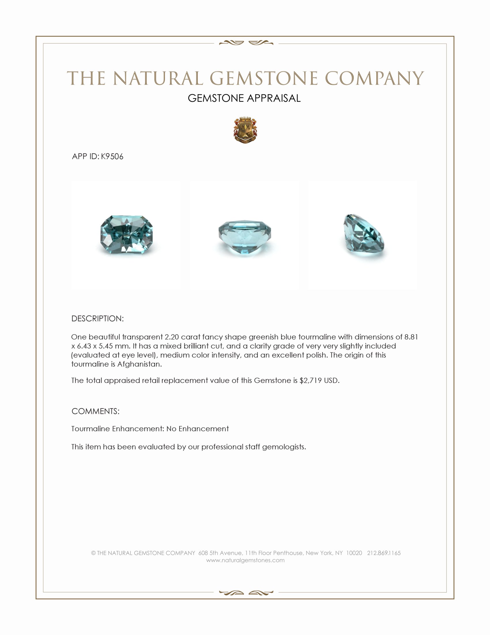 2.20 Ct. Tourmaline from Afghanistan