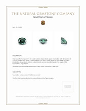 1.25 Ct. Bluish Green Tourmaline from Afghanistan Appraisal