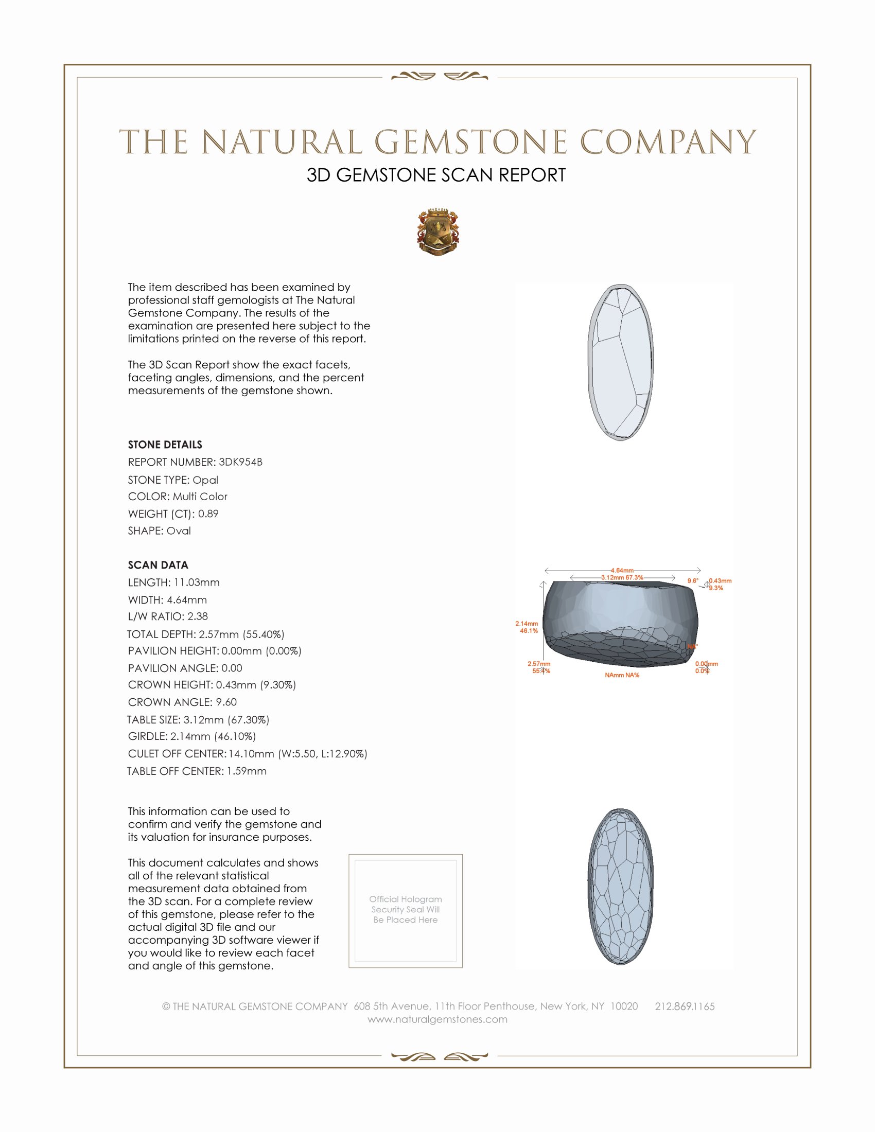 0.89 Ct. Cabochon Semi-Black Opal from Australia