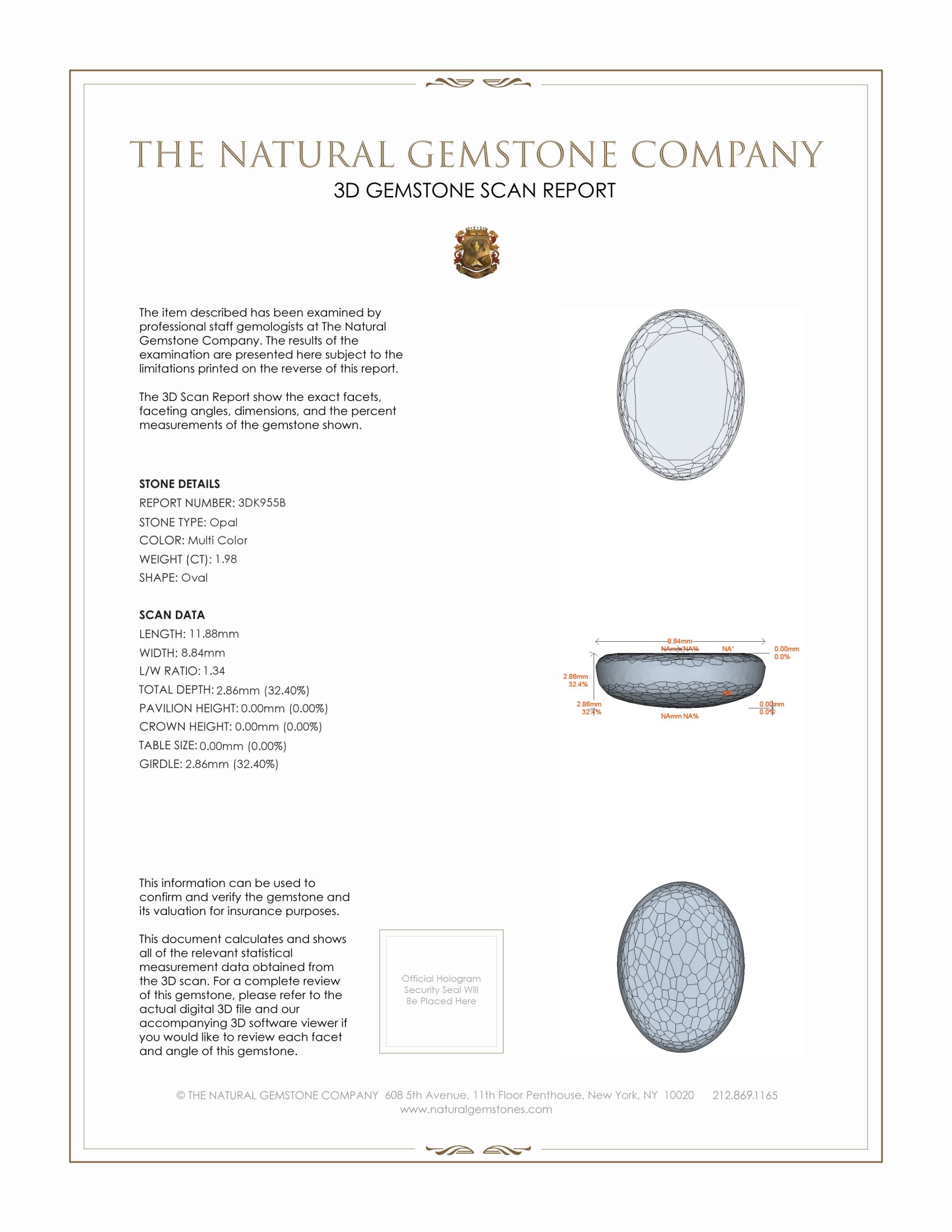 1.98 Ct. Crystal/Jelly Opal from Australia