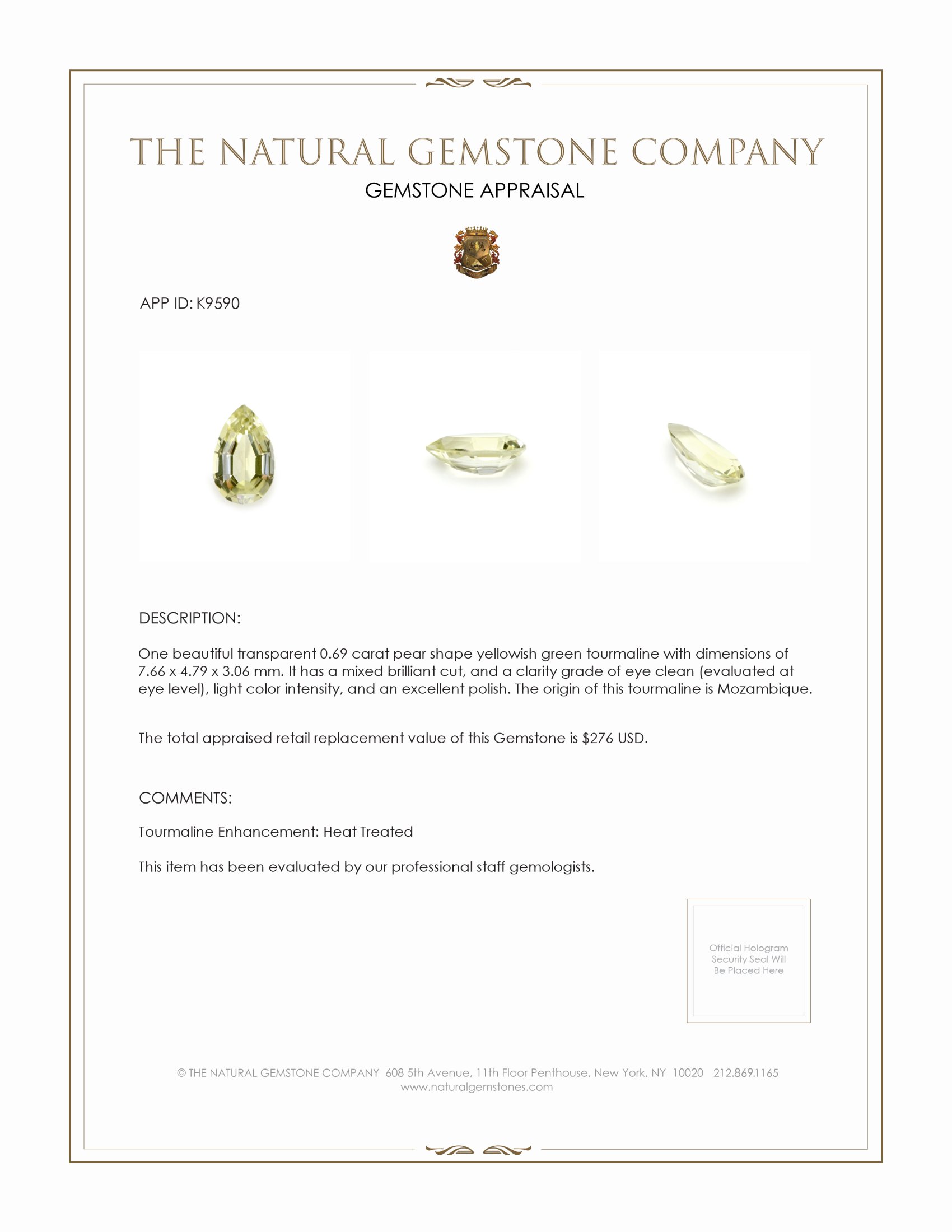 0.69 Ct. Tourmaline from Mozambique