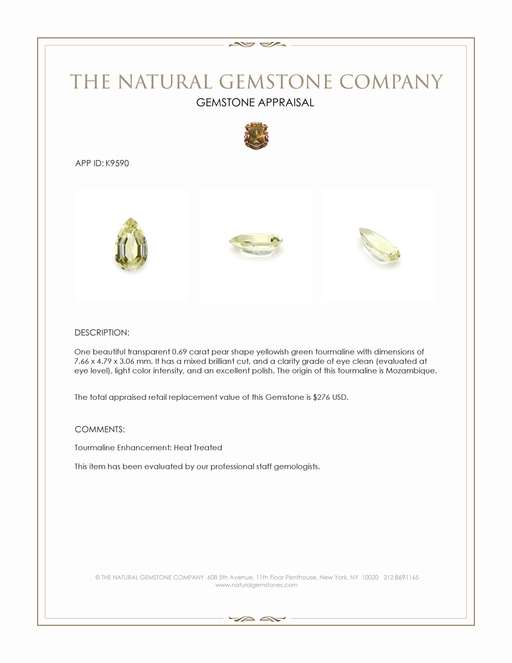 0.69 Ct. Tourmaline from Mozambique