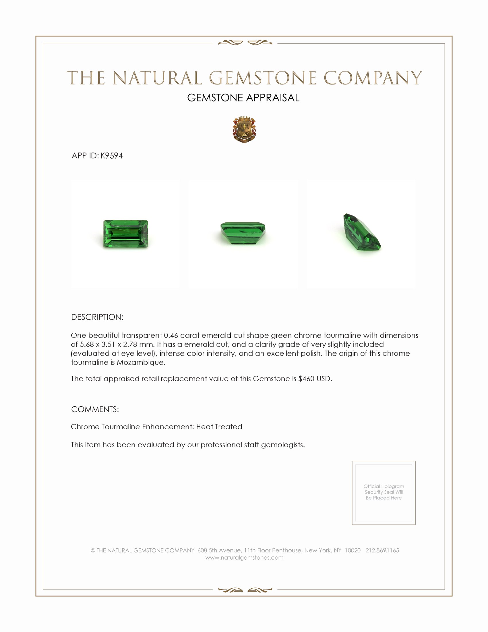 0.46 Ct. Chrome Tourmaline from Mozambique