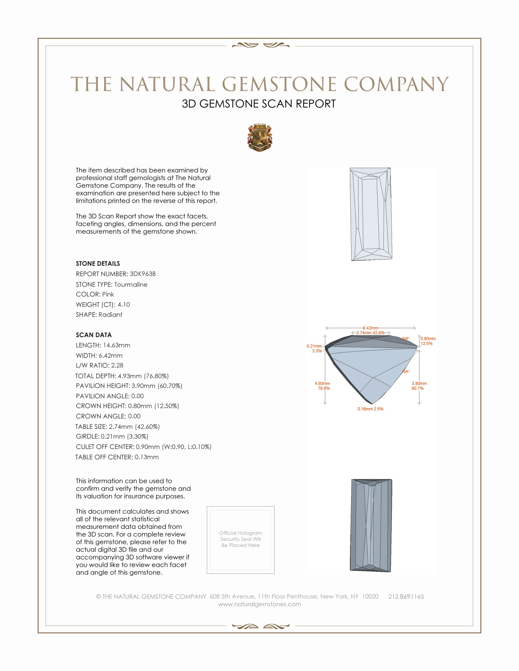 4.10 Ct. Tourmaline from Brazil