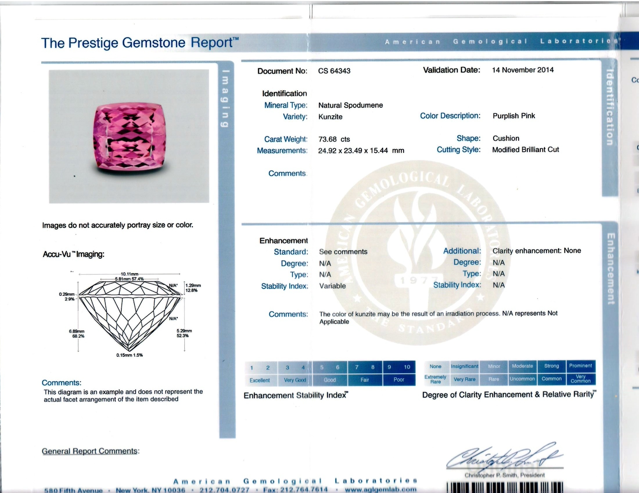 73.88 Ct. Kunzite from Brazil
