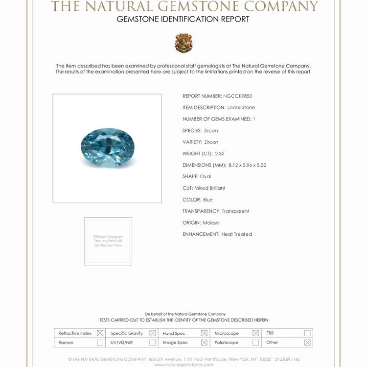2.32 Ct. Zircon from Malawi
