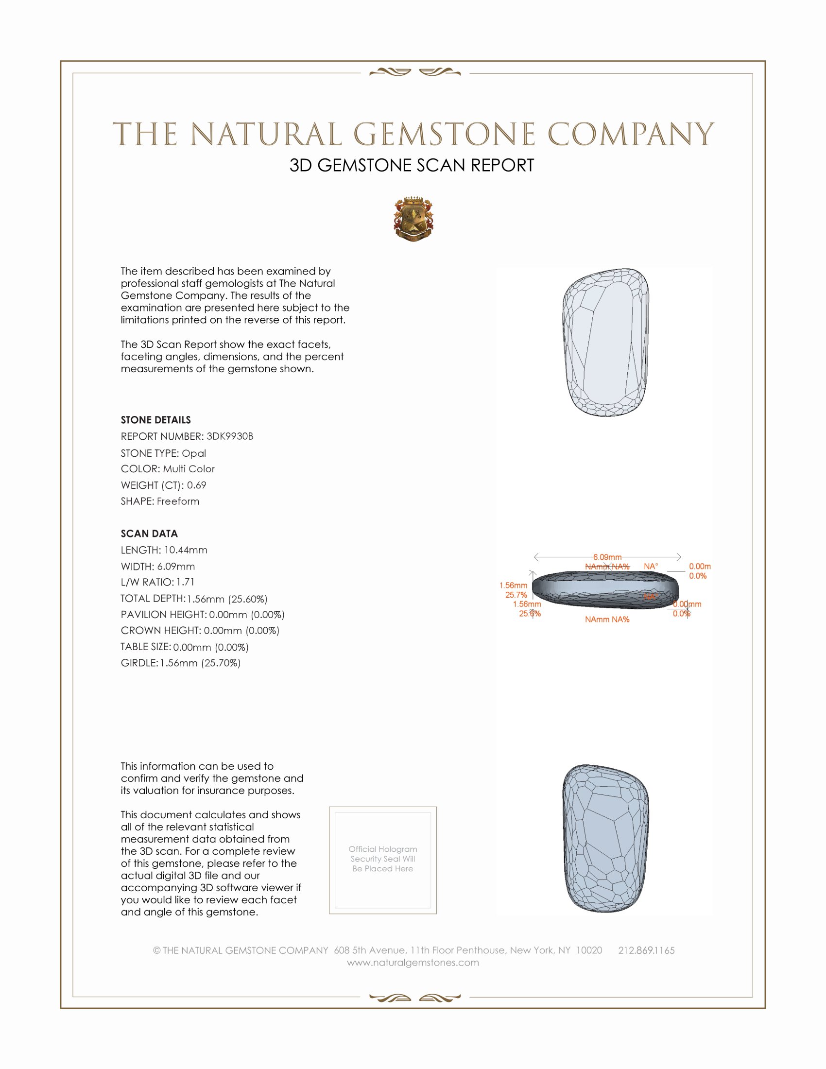 0.69 Ct. Semi-Black Opal from Australia