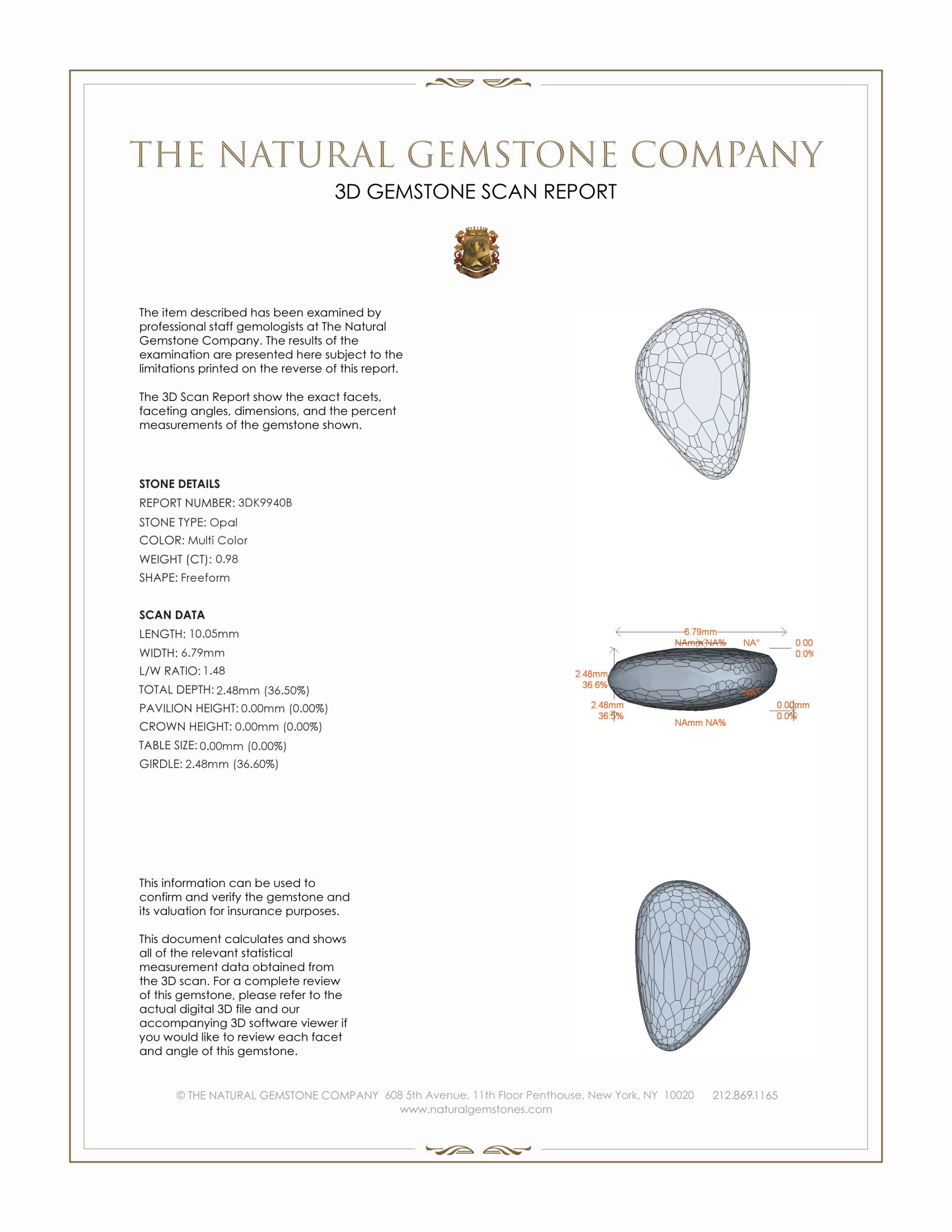 0.98 Ct. White Opal from Australia