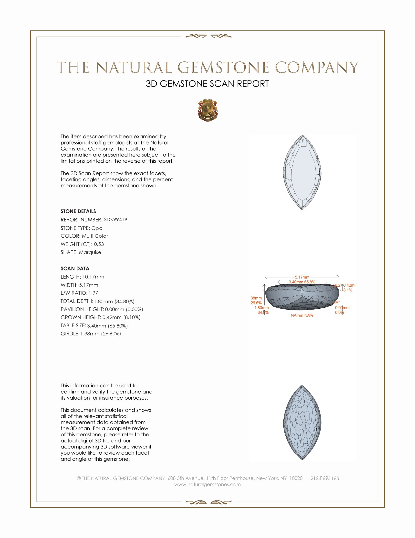 0.53 Ct. Semi-Black Opal from Australia