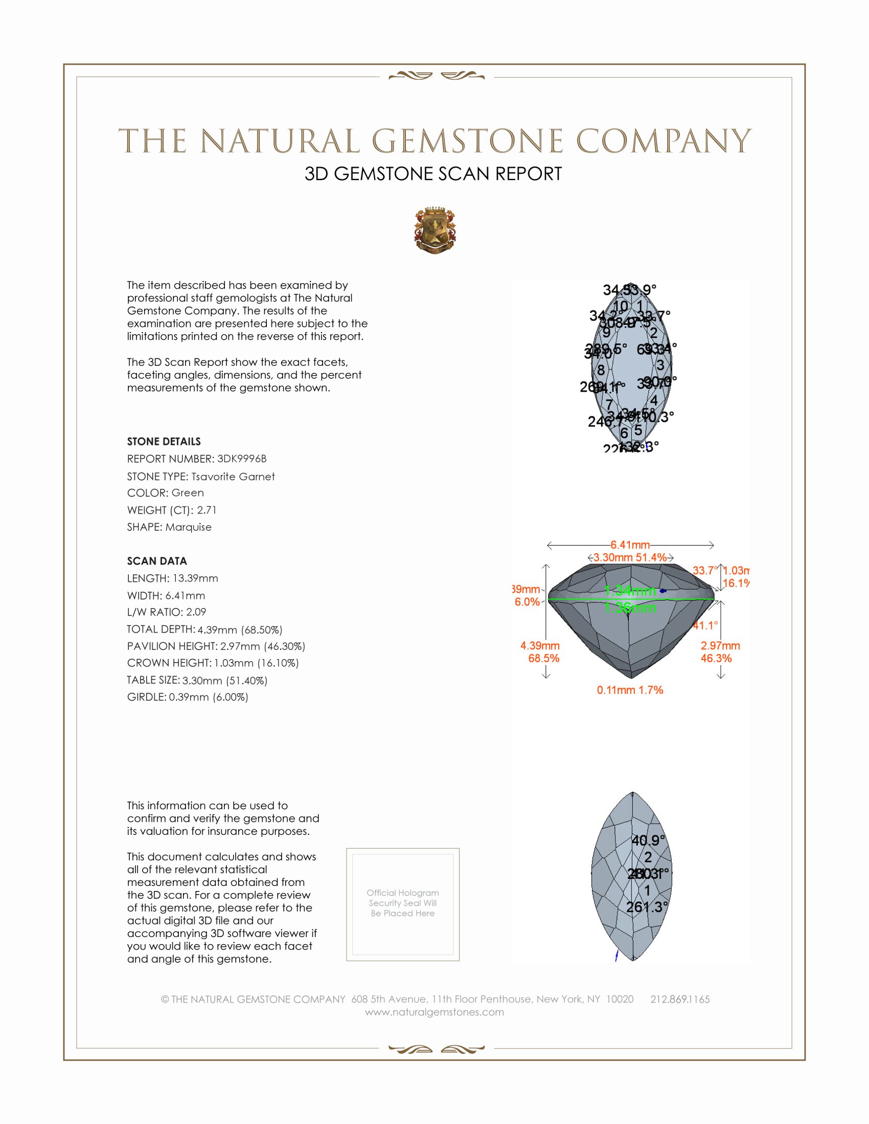 2.71 Ct. Tsavorite Garnet from Tanzania