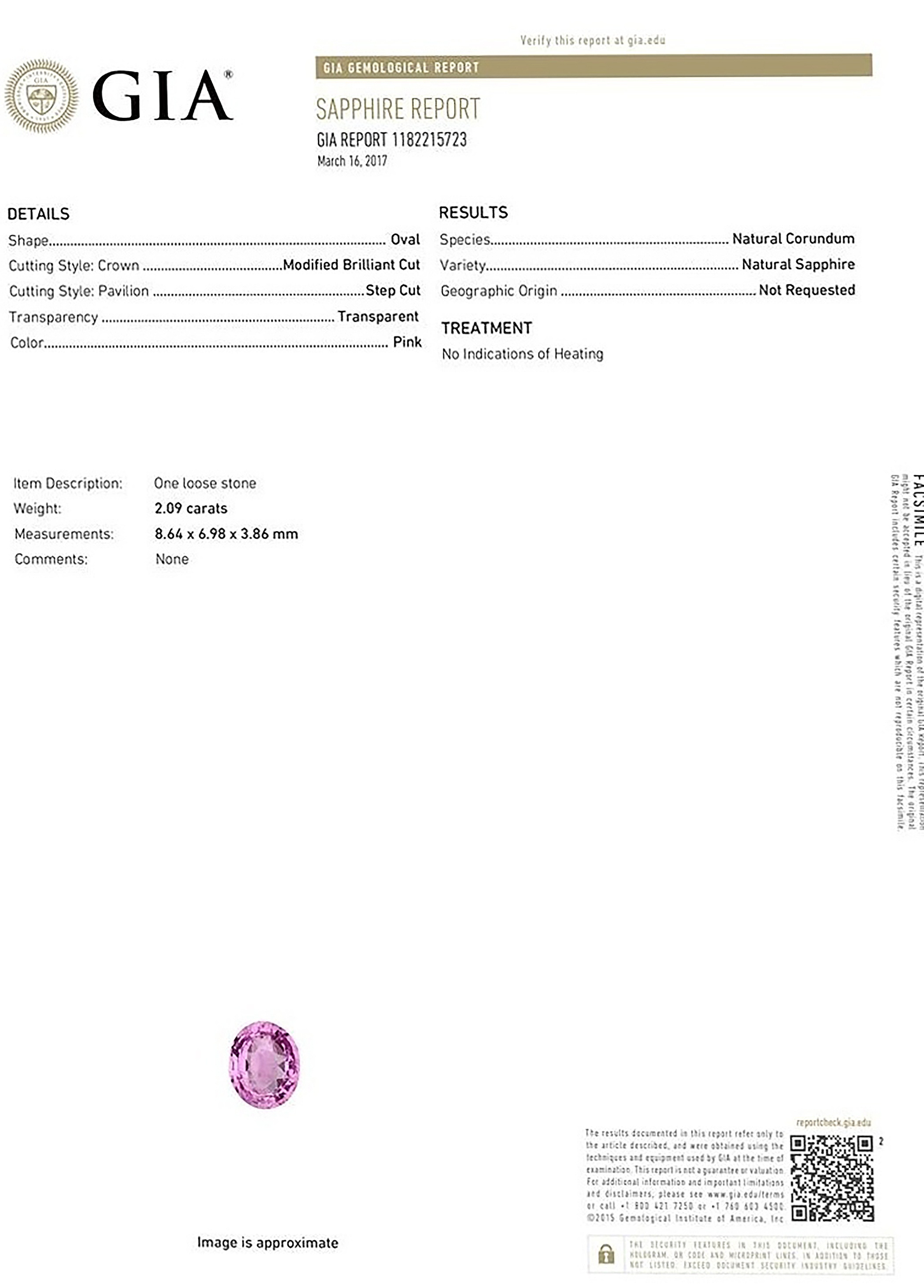 2.09 Ct. Pink Sapphire from Ceylon (Sri Lanka)