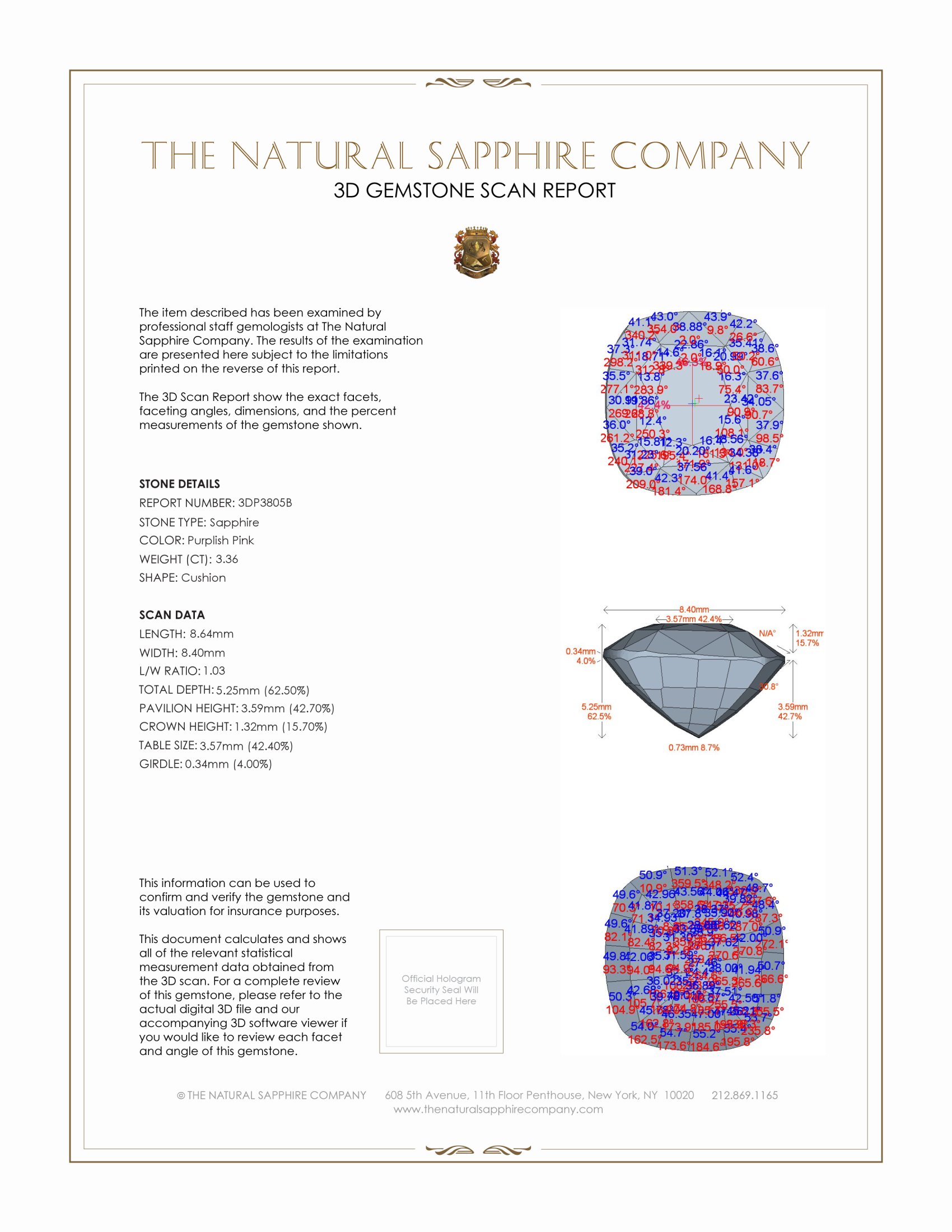 3.36 Ct. Purplish Pink Sapphire from Ceylon (Sri Lanka)