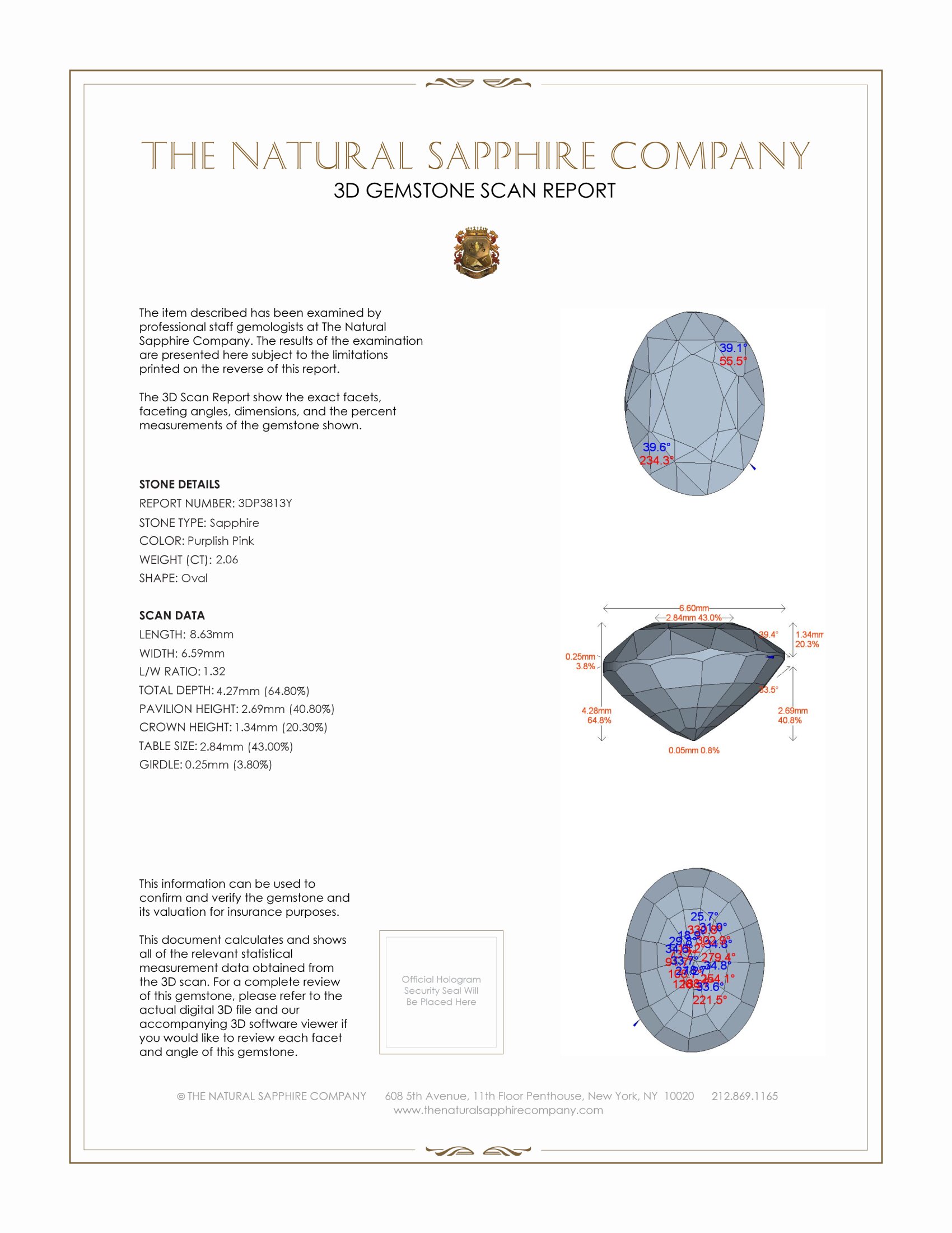 2.06 Ct. Purplish Pink Sapphire from Ceylon (Sri Lanka)