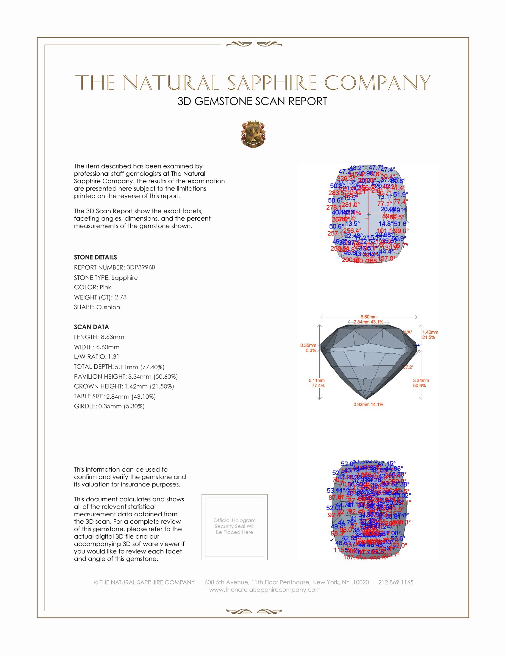 2.73 Ct. Pink Sapphire from Ceylon (Sri Lanka)