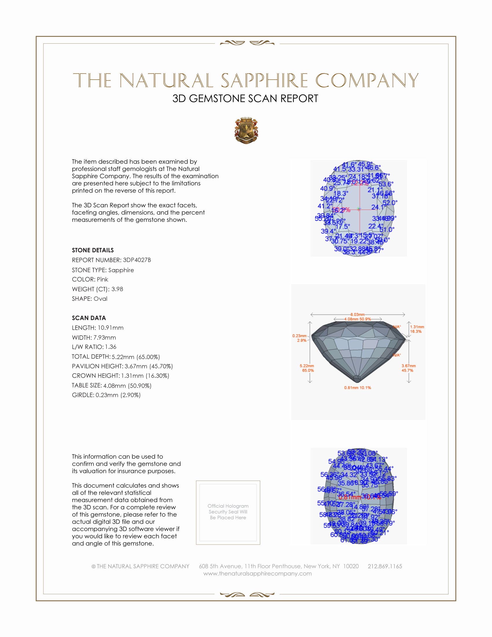 3.98 Ct. Pink Sapphire and Natural Diamond Pave Ring, Platinum 950