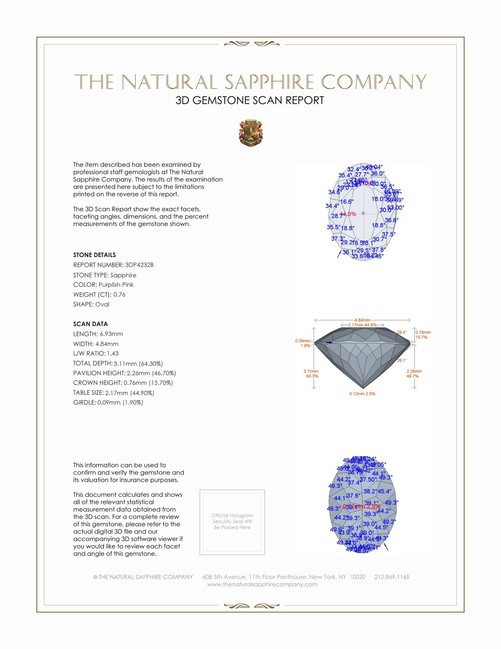 0.76 Ct. Purplish Pink Sapphire from Ceylon (Sri Lanka)