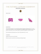 1.32 Ct. Pink Sapphire from Ceylon (Sri Lanka) Appraisal