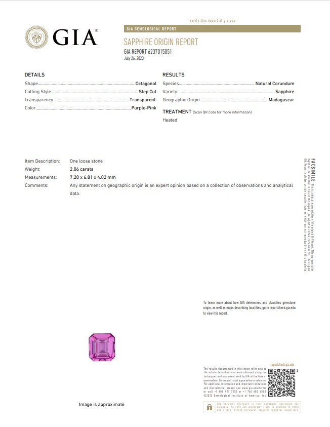 2.06 Ct. Pink Sapphire from Madagascar