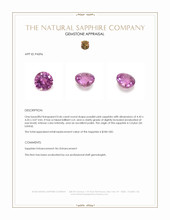 0.46 Ct. Purplish Pink Sapphire from Ceylon (Sri Lanka) Appraisal