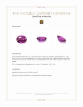 1.37 Ct. Purplish Pink Sapphire from Ceylon (Sri Lanka) Appraisal
