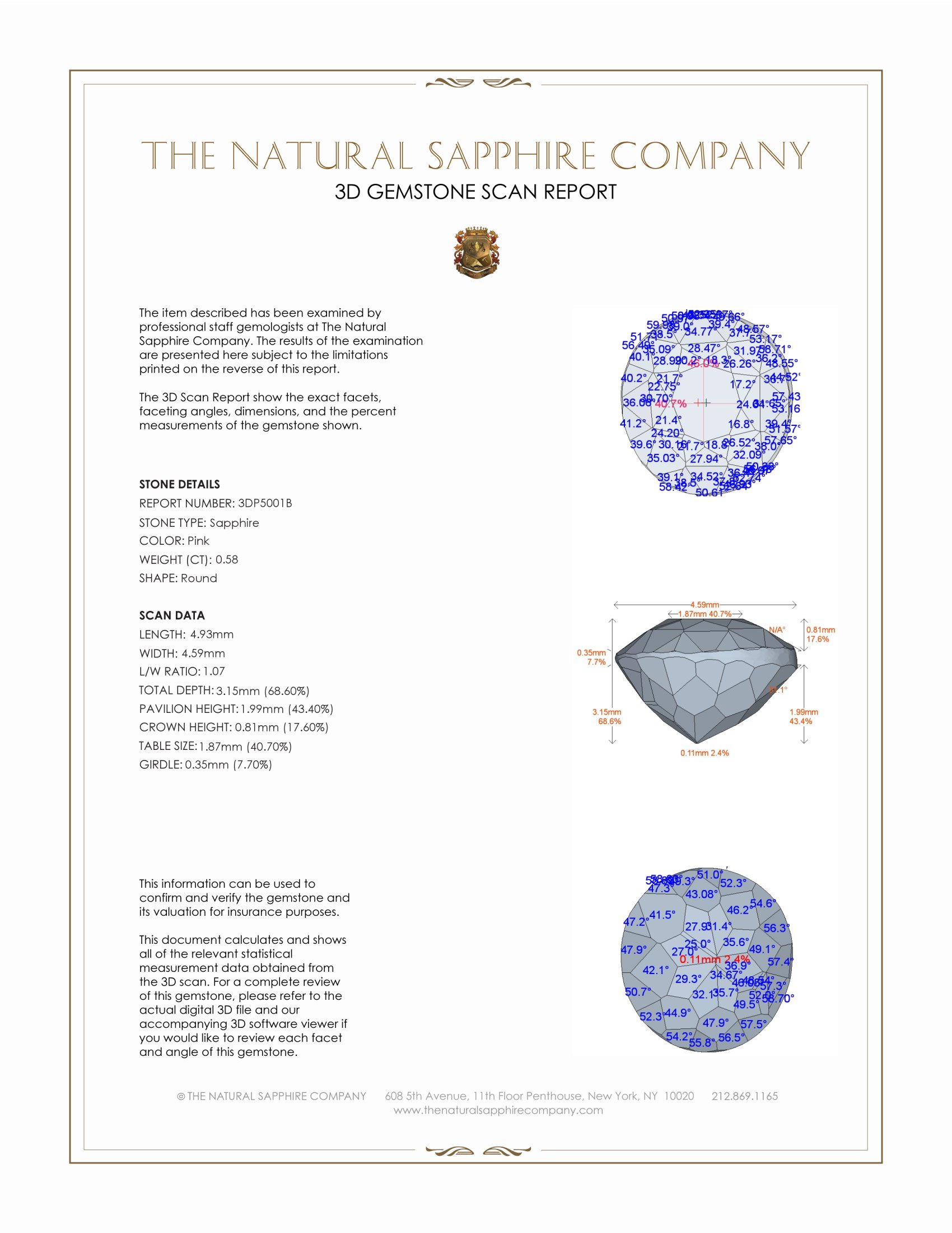 0.58 Ct. Pink Sapphire from Ceylon (Sri Lanka)