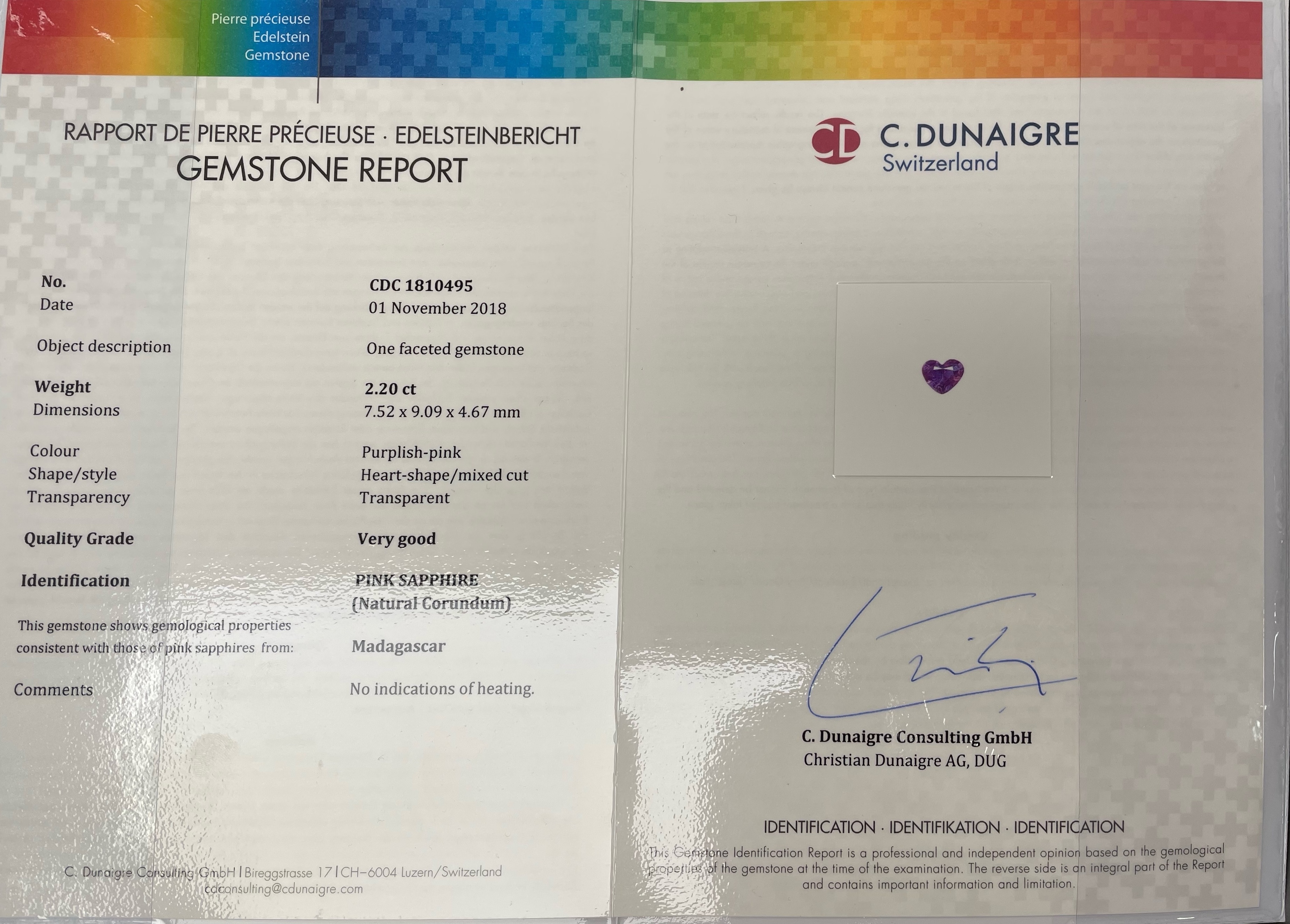 2.20 Ct. Purplish Pink Sapphire from Madagascar