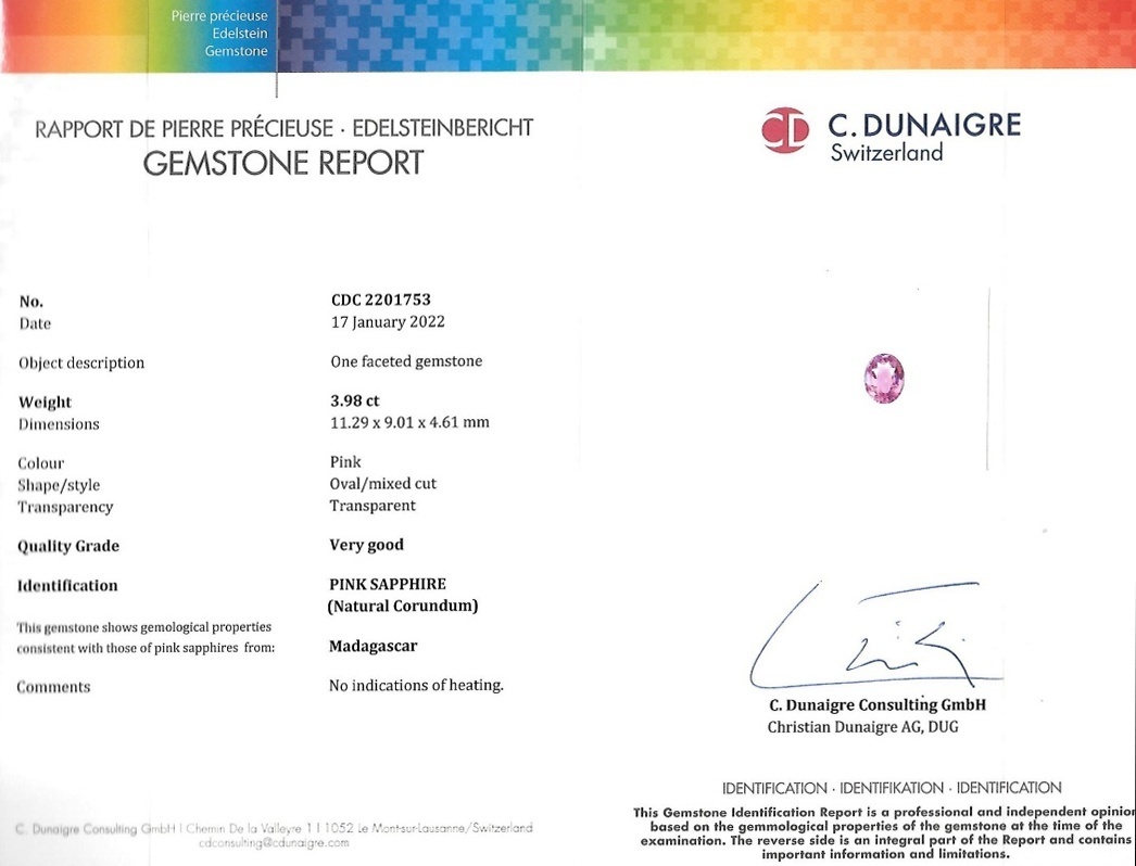 3.98 Ct. Pink Sapphire from Madagascar