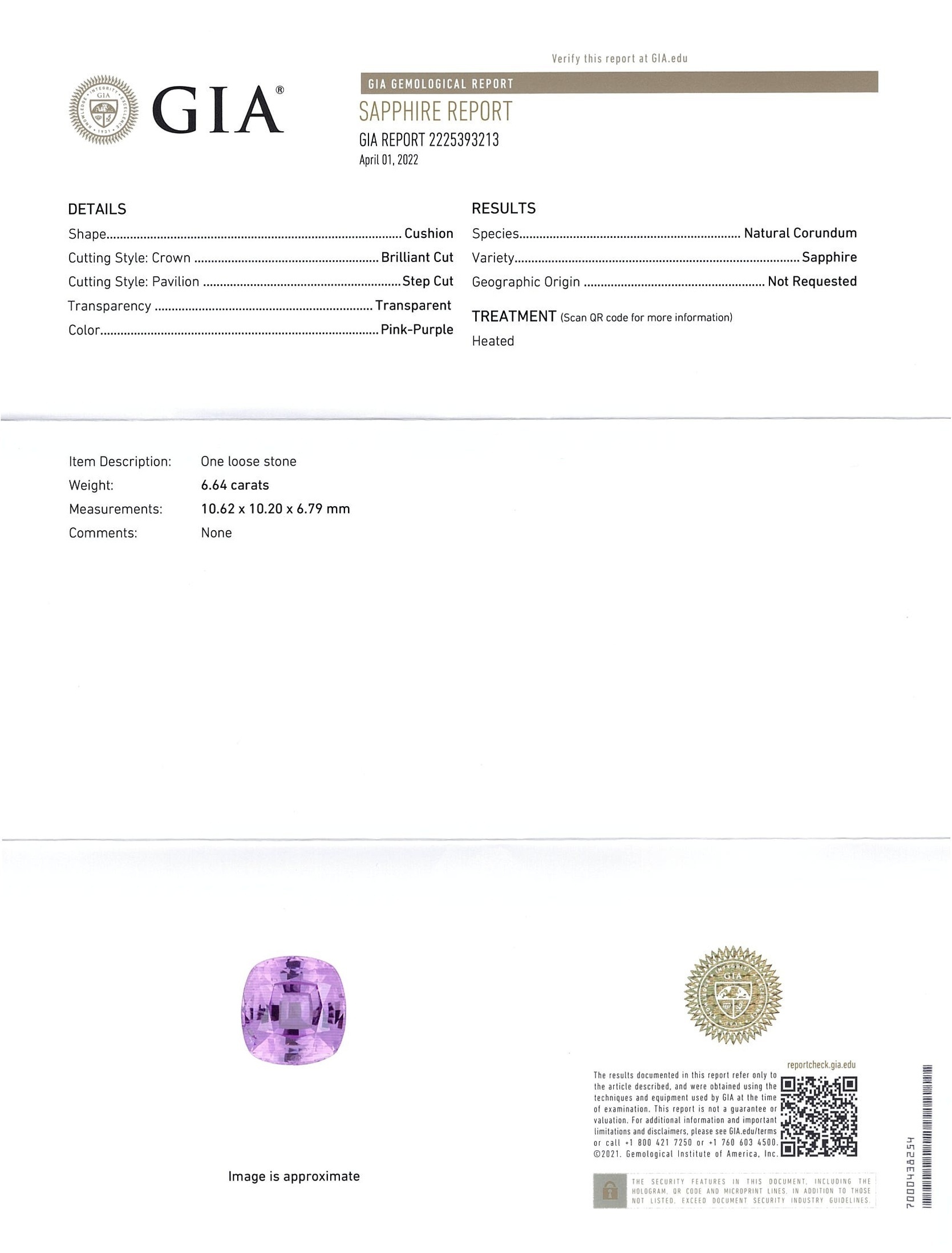 6.64 Ct. Pink Sapphire from Ceylon (Sri Lanka)