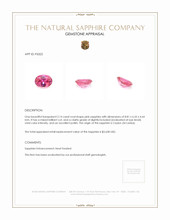 2.14 Ct. Reddish Pink Sapphire from Ceylon (Sri Lanka) Appraisal