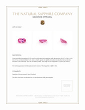 0.53 Ct. Pink Sapphire from Ceylon (Sri Lanka) Appraisal
