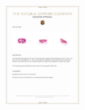 0.53 Ct. Pink Sapphire from Ceylon (Sri Lanka) Appraisal