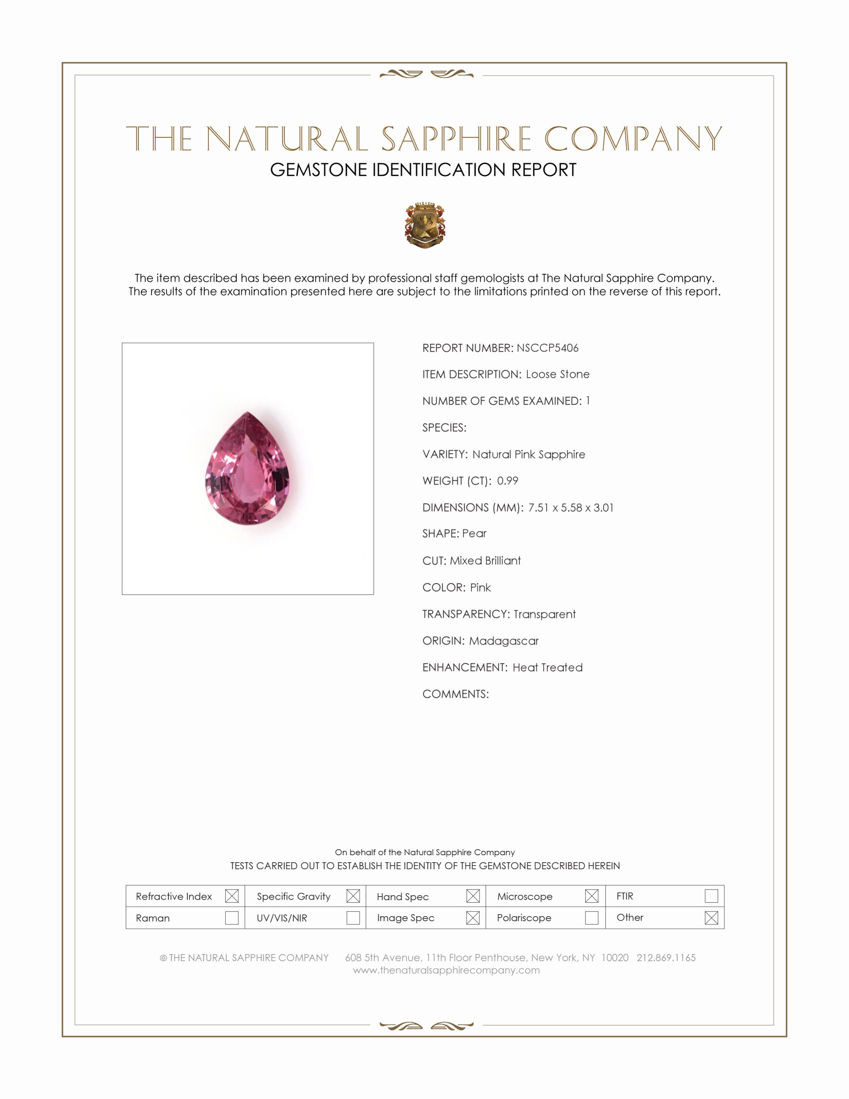 0.99 Ct. Pink Sapphire from Madagascar