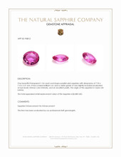 1.54 Ct. Purplish Pink Sapphire from Ceylon (Sri Lanka) Appraisal