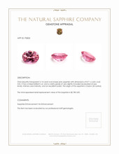 2.14 Ct. Reddish Pink Sapphire from Ceylon (Sri Lanka) Appraisal