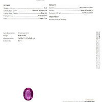 8.05 Ct. Purplish Pink Sapphire from Madagascar Scan Report