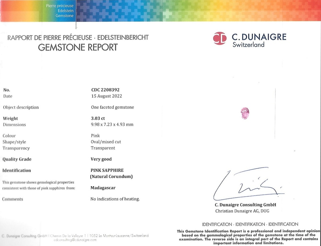 3.03 Ct. Pink Sapphire from Madagascar