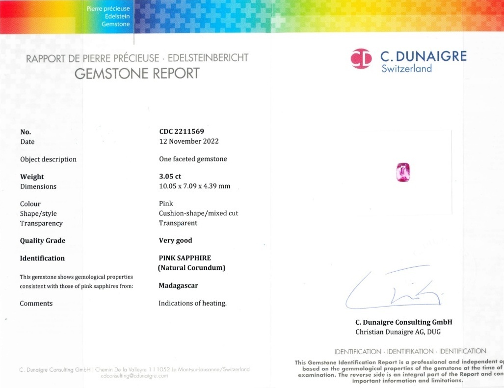 3.05 Ct. Pink Sapphire from Madagascar