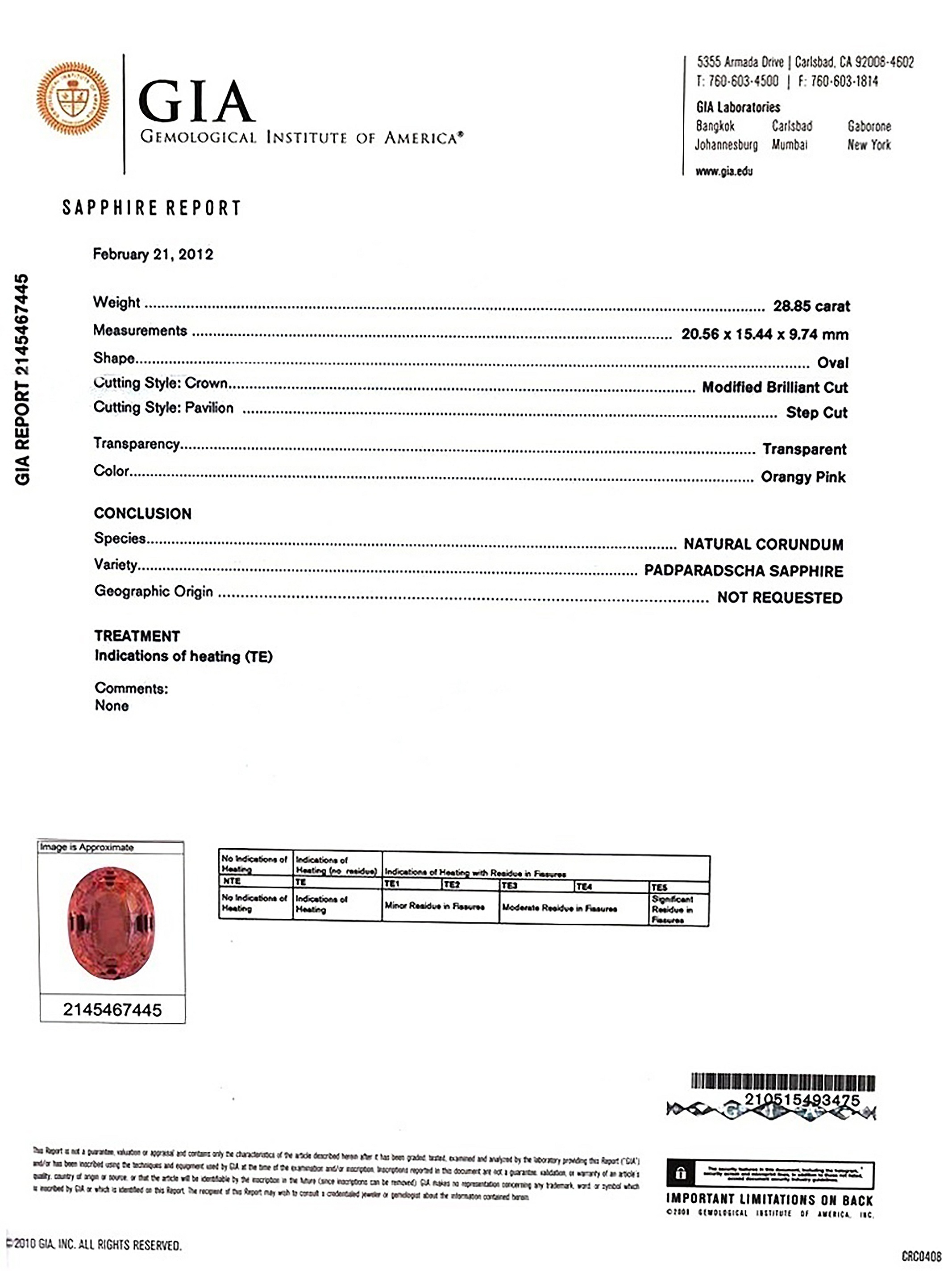 28.85 Ct. Padparadscha Sapphire from Madagascar