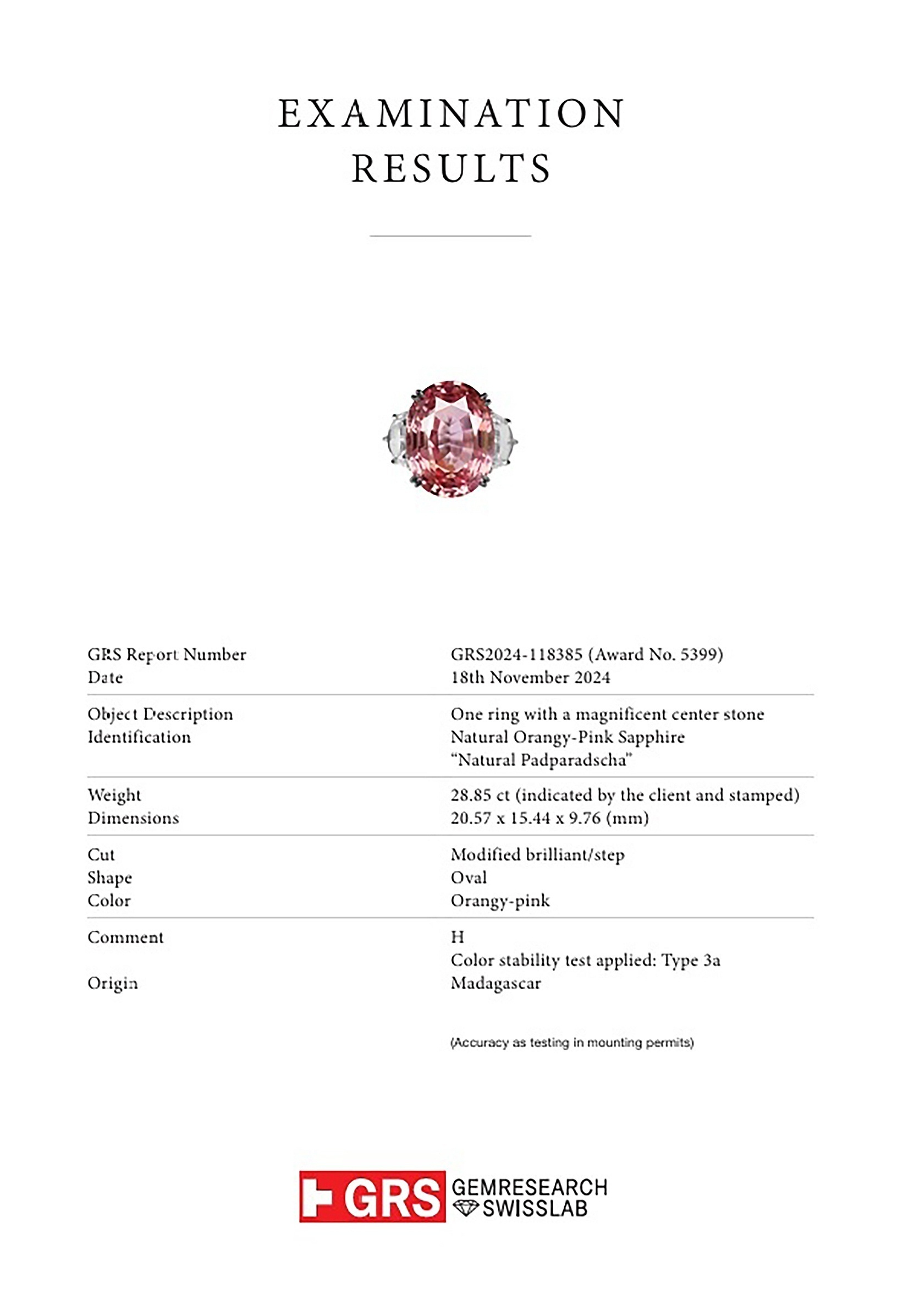 28.85 Ct. Padparadscha Sapphire from Madagascar